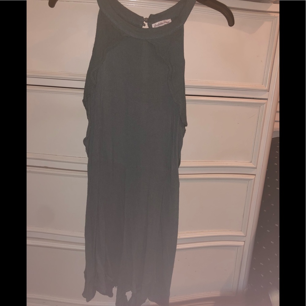 Olive green open back short romper